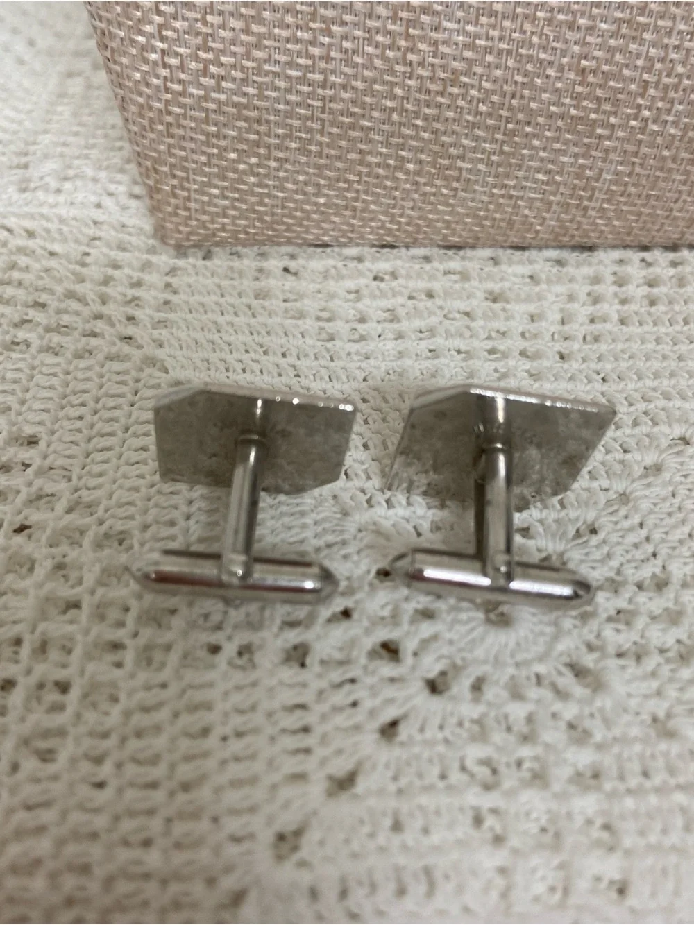 Vintage SWANK Cufflinks Initial F Black Silver Tone MCM 1950s 60s